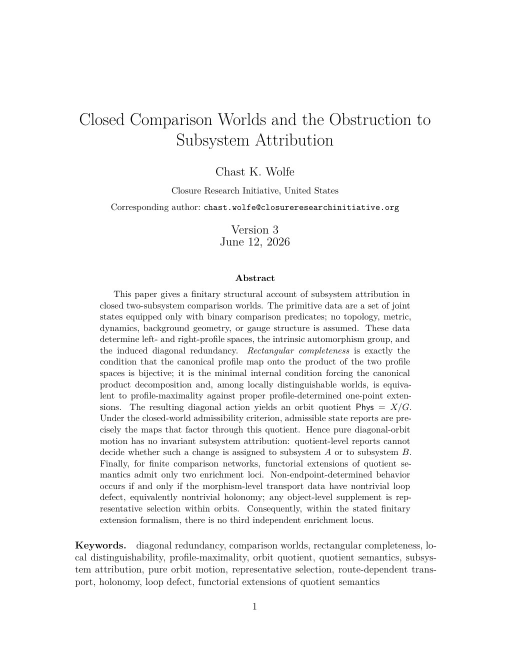 First page of Closed Comparison Worlds